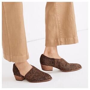 Madewell The Lucie Shoe Calf Hair Size 7.5 Cut Out Boot Mule Leopard Print